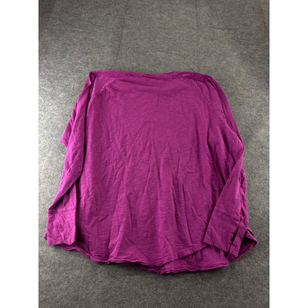 Zella Womens 1X Magenta Purple Cotton Slub Long Sleeve Thumbhole Active Top
